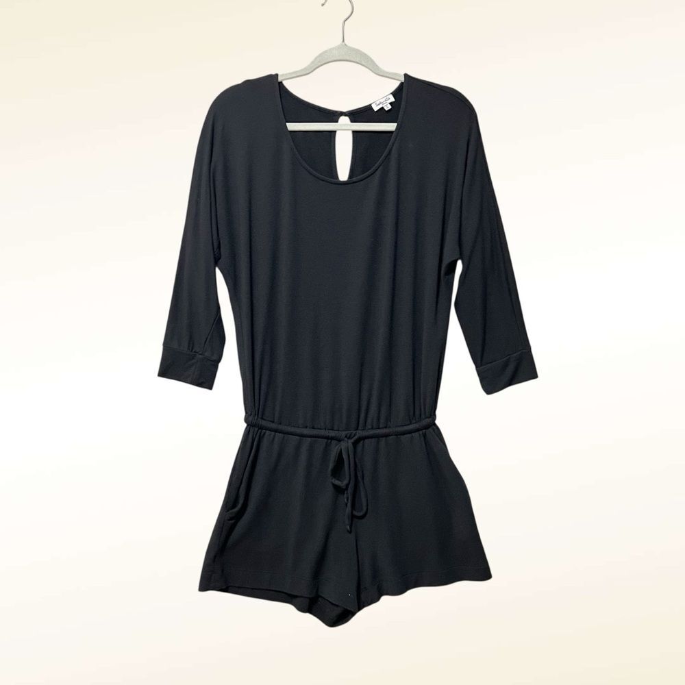 Splendid Black Shorts Romper Size Small Modal Blend Scoop Neck Casual Lounge